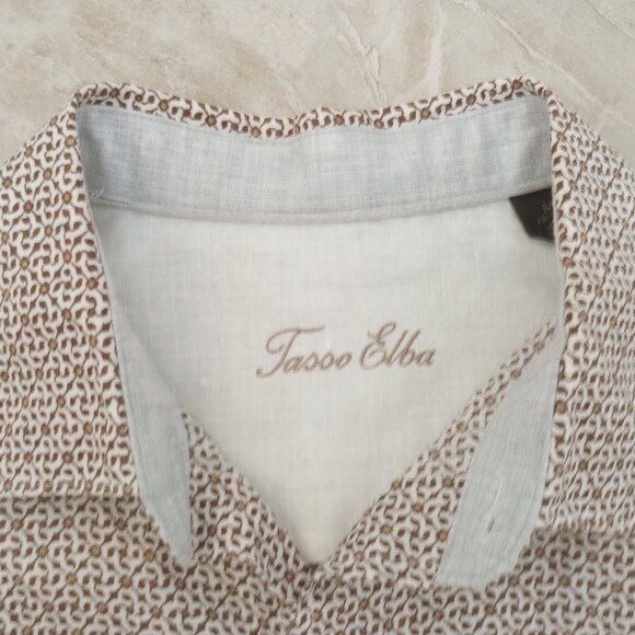 Mens 100% Linen Shirt sz M Neutral Beige Brown EUC - Picture 14 of 15